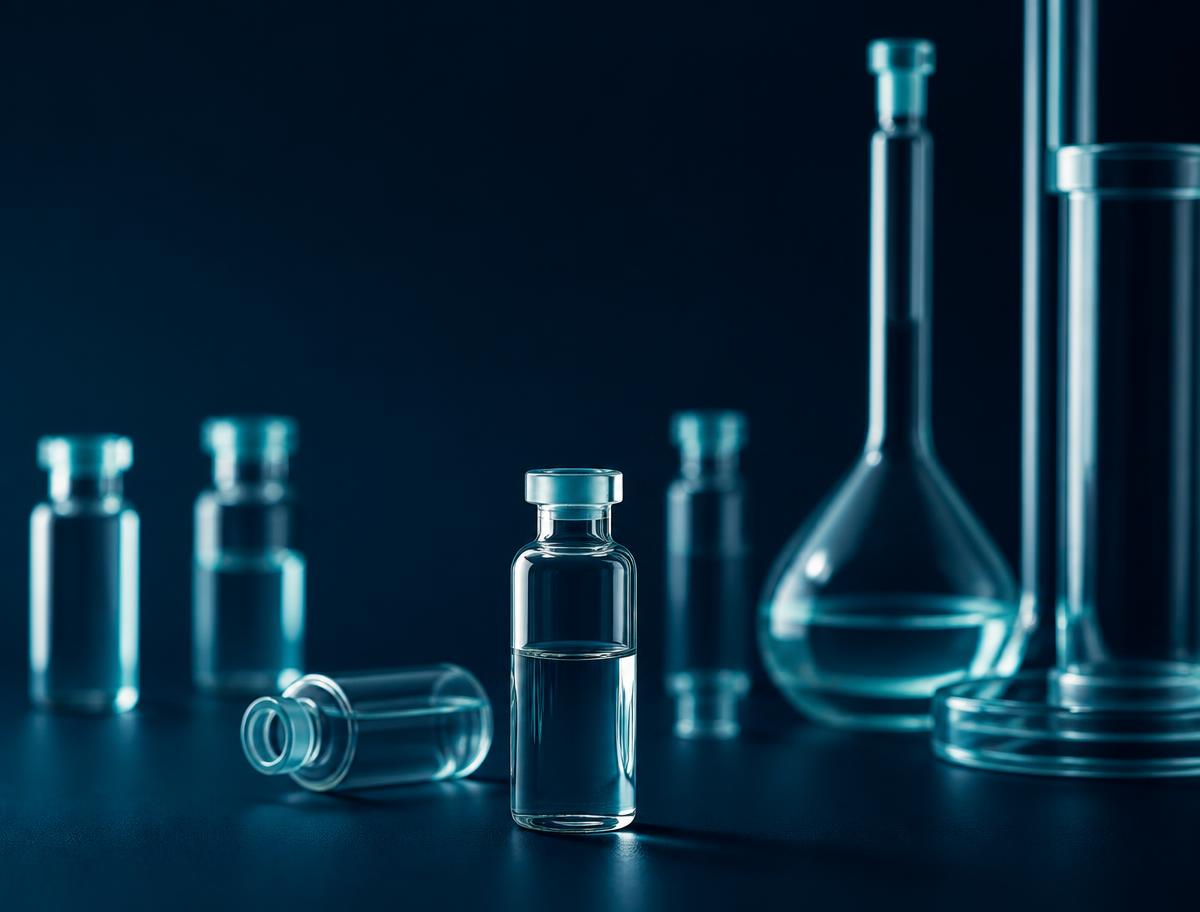 Laboratory glassware on a dark surface